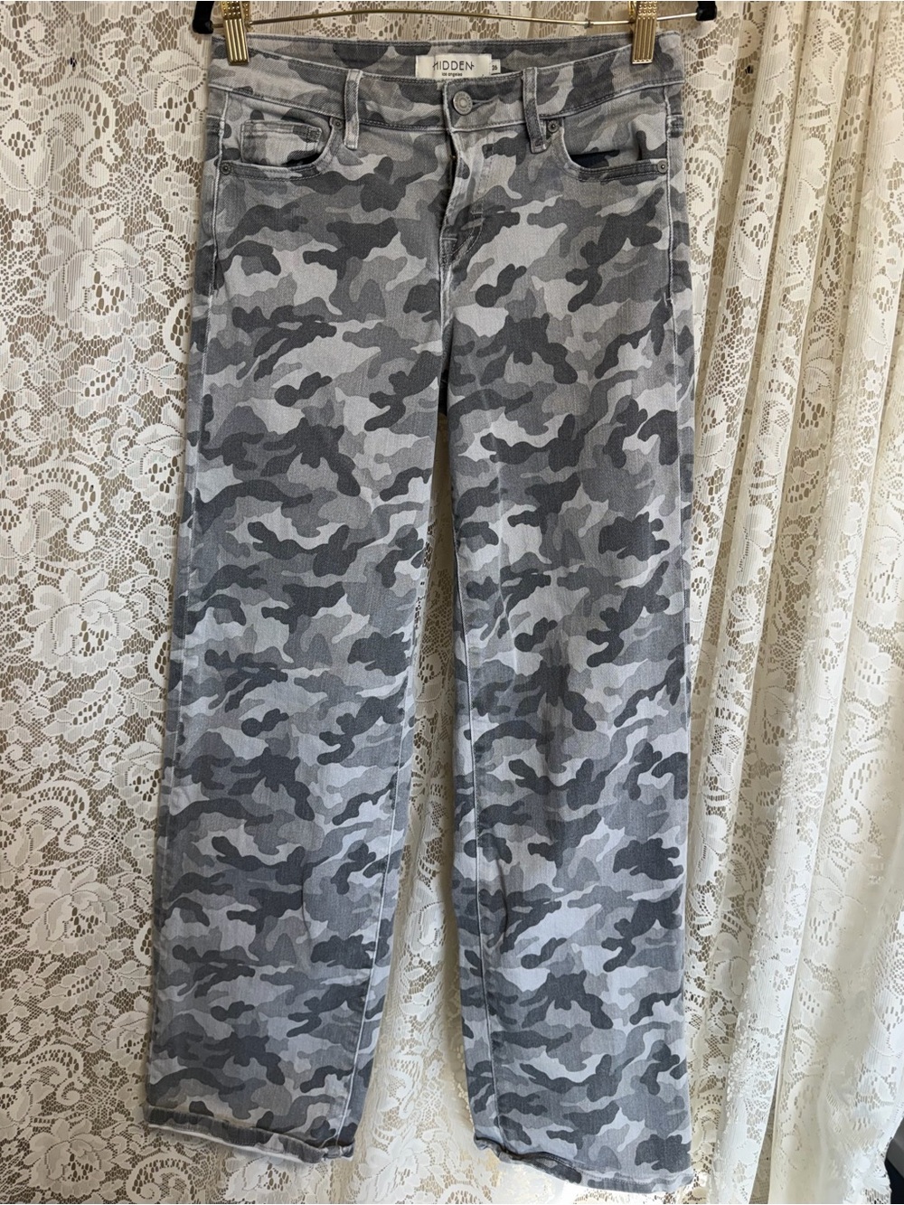 Hidden Blake Mid Rise Dad Camo Stretch Jeans